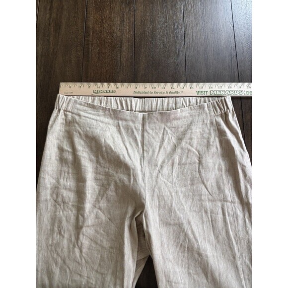J Jill Pants Women Large Beige Linen Stretch Pull On Taper Casual Beachy Career - Picture 3 of 8